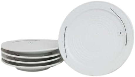 Ebros Gift Modern Yukino Hana Snow Flowers Ceramic Dinnerware Serveware Kitchenware Set Oriental Asian Restaurant Supply (Pack Of 5 Large Round Dinner Plates 10"D) by EbrosGift