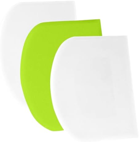 SURDOCA Dough Scraper Bench Scraper - 3P 14.2x8.5" Plastic Flexible Bowl Scraper, Sharp Edge & Angles Cake Scraper. Non-Slip Bakeware Decorating Tools Sculpting & Modeling Tools - White+Green+White by SURDOCA