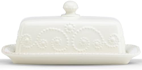 Lenox French Perle Covered Butter Dish, White - by Lenox