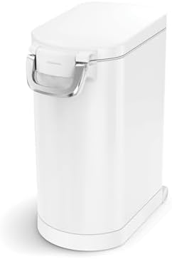 simplehuman Large Pet Food Storage Container, Holds 30-35 lb / 14-16 kg of Dry Dog Food, Cat Food, or Bird Seed, Airtight Lock-Tight Lid with Magnetic Scoop, BPA-Free, White Steel by Unknown