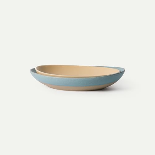 MORA Jumbo and Large Serving Dishes Set of 2, 13 inch and 12 inch Ceramic Pottery Oval Platters - Microwave, Oven and Dishwasher Safe - Iris & Merrigold by MORA