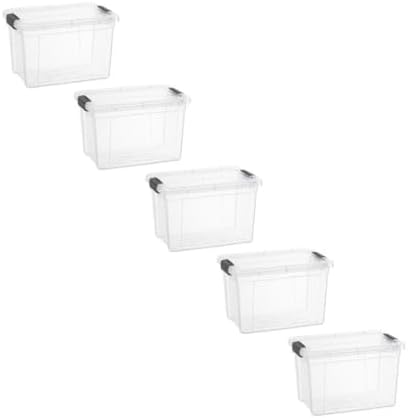 Superio 1.4 Quart Mini Clear Plastic Storage Container with Lid, Stackable Small Organizer Box for Crayons, Art Supplies, Beads, Sewing, Stationery & Food Storage, 5 Pack by Superio