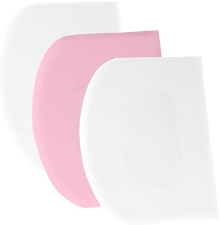 SURDOCA Dough Bench Scraper - 3P 5.9x4.3" Plastic Flexible Bowl Scraper, Sharp Edge & Angles Cake Scraper. Non-Slip Bakeware Decorating Tools Sculpting & Modeling Tools - White+Pink+White by SURDOCA