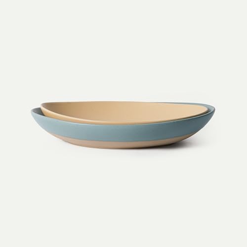 MORA Mega and Giant Serving Dishes Set of 2, 16 inch and 14 inch Ceramic Pottery Oval Platters - Microwave, Oven and Dishwasher Safe - Iris & Merrigold by MORA