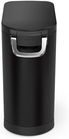 simplehuman Large Pet Food Storage Container, Holds 30-35 lb / 14-16 kg of Dry Dog Food, Cat Food, or Bird Seed, Airtight Lock-Tight Lid with Magnetic Scoop, BPA-Free, Matte Black Steel - Image 2