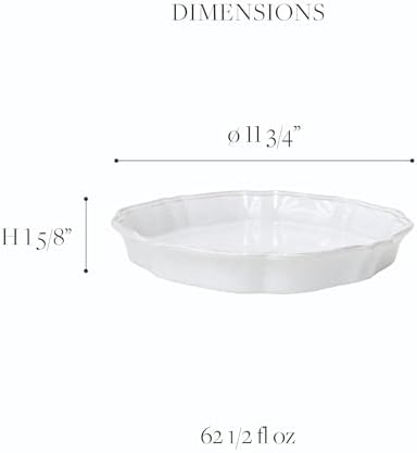 Casafina Ceramic Stoneware 12" Pie Dish - Impressions Collection, White | Microwave & Dishwasher Safe Dinnerware | Food Safe Glazing | Restaurant Quality Serveware - Image 2