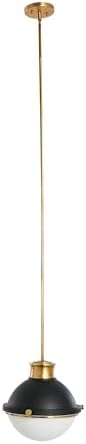 Cameron - 2-Tone Metal and Frosted Glass Ceiling Light, Matte Black and Natural Brass - Image 3