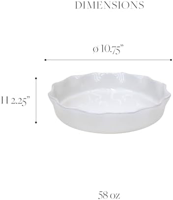 Casafina Ceramic Stoneware 11" Pie Dish - Cook & Host Collection, White | Microwave & Dishwasher Safe Dinnerware | Food Safe Glazing | Restaurant Quality Serveware - Image 2