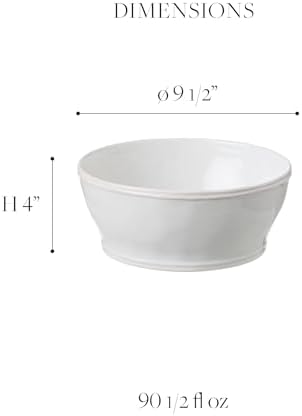 Casafina Ceramic Stoneware 9.5" x 4", 98 oz Serving Bowl - Fontana Collection, White | Microwave & Dishwasher Safe Dinnerware | Food Safe Glazing | Restaurant Quality Serveware - Image 2