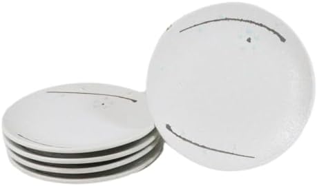 Ebros Gift Modern Yukino Hana Snow Flowers Ceramic Dinnerware Serveware Kitchenware Set Oriental Asian Restaurant Supply (Pack Of 5 Round Appetizer Salad Plates 6"D) by EbrosGift