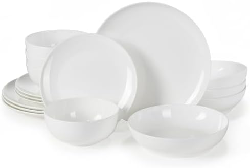 KINGSTONE Bone China Dinnerware Set for 4, 16-Piece Plates and Bowls Set by KINGSTONE