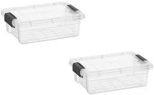 Superio 0.7 Quart Mini Clear Plastic Storage Container with Lid, Stackable Small Organizer Box for Crayons, Art Supplies, Beads, Sewing, Stationery & Food Storage, 2 Pack by Superio