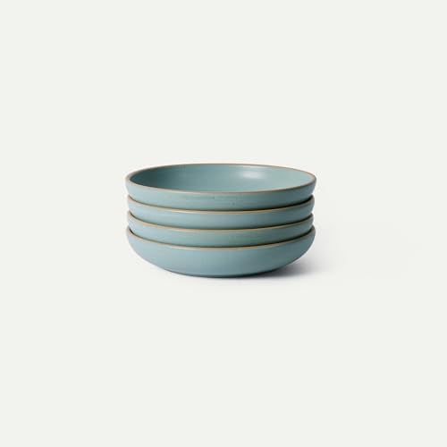 MORA Medium Dishes Set of 4, 30oz Ceramic Pottery Pasta Plate/Wide Bowls - Microwave, Oven and Dishwasher Safe - Iris by MORA