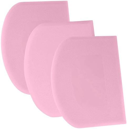 SURDOCA Dough Scraper Bench Scraper - 3P 14.2x8.5" Plastic Flexible Bowl Scraper, Sharp Edge & Angles Cake Scraper. Non-Slip Bakeware Decorating Tools Sculpting & Modeling Tools - Pure Pink by SURDOCA