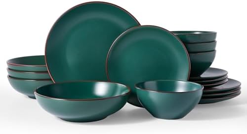 Famiware Venus Stoneware Dinnerware Sets with Pasta Bowls, Dishes Set for 4 by Famiware