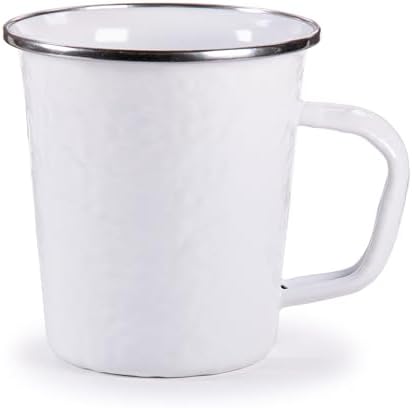 Golden Rabbit Enamelware Latte Coffee or Tea Mugs, 16 ounce, Solid White Textured, Set of 4 - Image 2