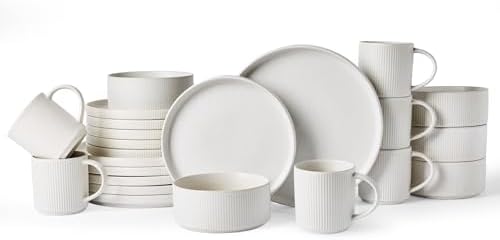 Famiware Star Dinnerware Sets with Mugs, Ceramic Plates and Bowls Set for 6 by Famiware