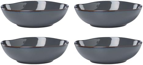 Oneida Organic Shades Gray Stoneware Pasta Bowl Set for 4, 34.5oz by Oneida