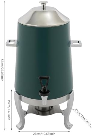 3.43Gallon Stainless Steel Hot Beverage Dispenser,Coffee Chafer Urn with Spigot&Fuel Holder,Cold&Hot Drinks Dispenser for Milk Coffee Tea Juice - Parties Catering Buffet Event (Green) - Image 2