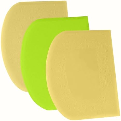 SURDOCA Dough Scraper Bench Scraper - 3P 10.6x6.7" Plastic Flexible Bowl Scraper, Sharp Edge & Angles Cake Scraper. Non-Slip Bakeware Decorating Tools Sculpting & Modeling Tools - Yellow+Green+Yellow by SURDOCA