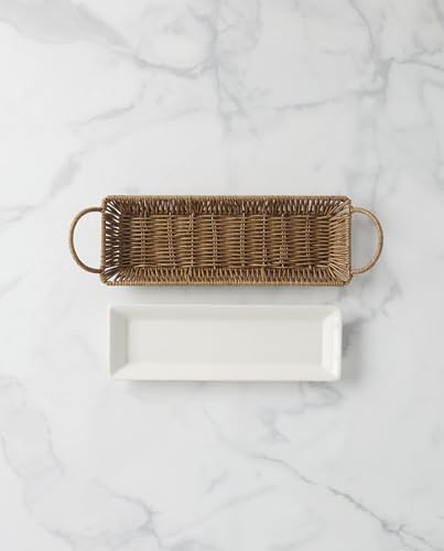 Oneida Willow and White Stoneware Serving Tray with Server - Image 3