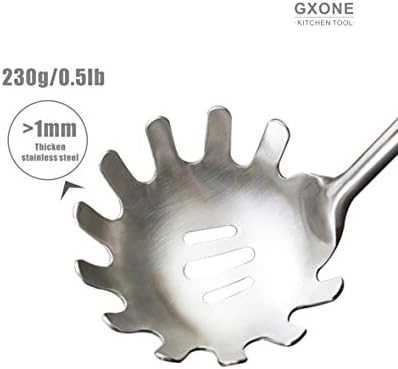Spaghetti Spoon,304 Stainless Steel Pasta Spoon,Wooden Handle,14.2Inch - Image 4