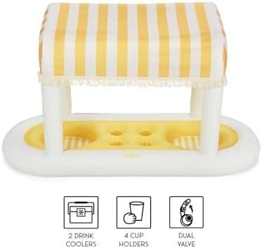 FUNBOY Giant Floating Yellow Cabana Stripe Drink Station w/Removable Shade - Image 5