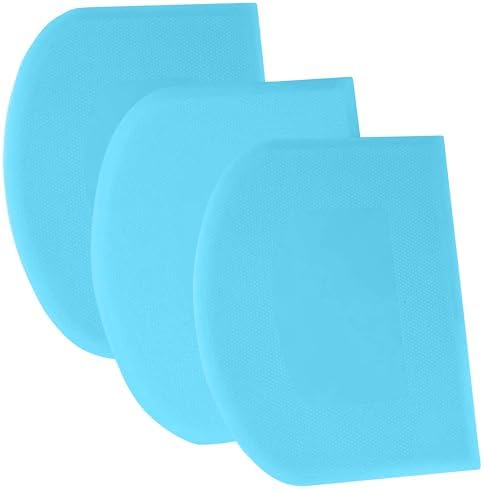 SURDOCA Dough Scraper Bench Scraper - 3P 11.8x7.3" Plastic Flexible Bowl Scraper, Sharp Edge & Angles Cake Scraper. Non-Slip Bakeware Decorating Tools Sculpting & Modeling Tools - Pure Blue by SURDOCA