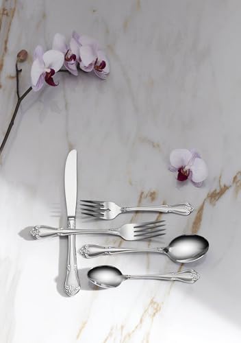 Oneida True Rose 45 Piece Everyday Flatware, Service for 8, 18/0 Stainless Steel, Silverware Set, Silver - Image 6