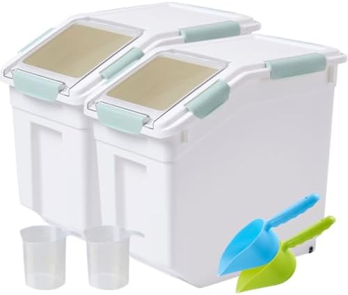 Saim 25lb Flour/Rice Storage Container with Rolling Casters (Green) by Saim