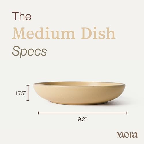 MORA Medium Dishes Set of 4, 30oz Ceramic Pottery Pasta Plate/Wide Bowls - Microwave, Oven and Dishwasher Safe - Merrigold - Image 2
