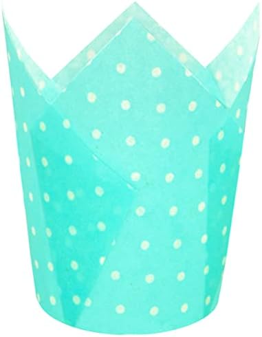 QLSmypkg Large Muffin Greaseproof paper Baking cupcake cups, 2-1/4" x 4" Blue printed with Polka Dot Tulip Baking Cup(Large) (125pcs) by QLSmypkg
