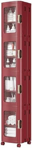 VECELO 4-Tier Narrow Storage Cabinet with Wheels, Red by VECELO