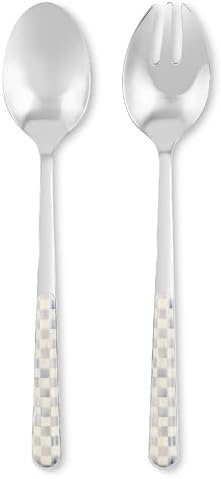 MACKENZIE-CHILDS Bistro Salad Serving Set, Gray-and-White Sterling Check by Unknown