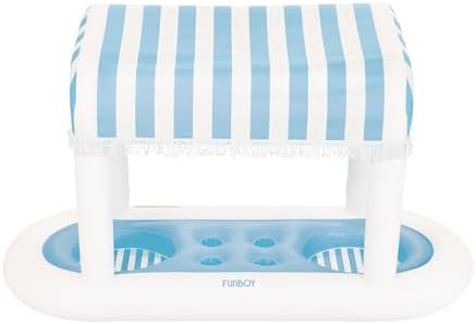 FUNBOY Giant Floating Blue Cabana Stripe Drink Station w/Removable Shade by FUNBOY