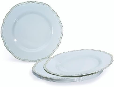 " OCCASIONS " 200pcs set (25 Guest)-Wedding Disposable Plastic Plates & cutlery - 10.25'', 7.5'' +paper napkins, Gold rim cups & Silverware (Rochelle Antique Rose and Gold) - Image 2