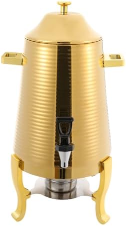 3.43Gallon Stainless Steel Hot Beverage Dispenser,Coffee Chafer Urn with Spigot&Fuel Holder,Cold&Hot Drinks Dispenser for Milk Coffee Tea Juice - Parties Catering Buffet Event (Gold,D) by Eapmic