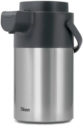 Tiken Airpot Coffee Dispenser with Pump - 102oz/3L Thermal Coffee Carafes for Hot Beverage - Stainless Steel Insulated Coffee Thermos Carafe, Silver by WelcometoTikenWare