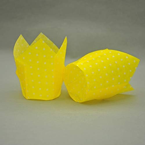 QLSmypkg Large Muffin Greaseproof paper Baking cupcake cups, 2-1/4" x 4" Yellow printed with Polka Dot Tulip Baking Cup(Large) (125pcs) - Image 4