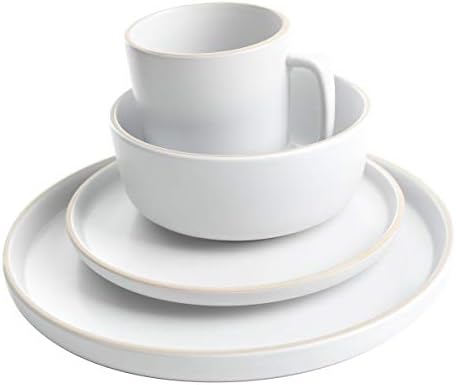 Gibson Home Zuma 16 Piece Round Kitchen Dinnerware Set, Dishes, Plates, Bowls, Mugs, Service for 4, Matte Stoneware, White - Image 5