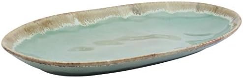 Tabletops Gallery Tuscan Collection Reactive Glaze 3 Piece Oval Stoneware Serving Trays Platters Kitchen Serveware, Blue Teal Green Brown - Image 5
