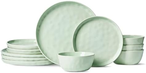 Famiware Mars Stoneware Dinnerware Set for 4, Light Green by Famiware