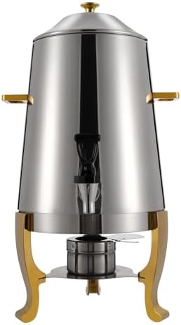 Hot Beverage Dispenser 3.43 Gallon, Beverage Dispenser Chafer Coffee Chafer Urn Gold, Stainless Steel Aluminum Alloy Tabletop Hot/Cold Drink Dispenser for Parties Buffet by MuChaIOAK