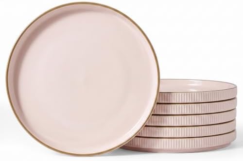 famiware Star 10/8 inches Dinner Plates Set for 6, Light Pink by Famiware
