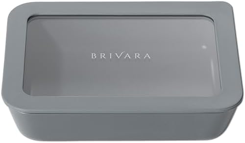 Glass Food Storage Container & Lid, 3-Cup Rectangle, Smoke by BrivaraHome