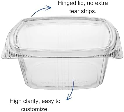 16oz RPET Clear Hinged Lid Deli Container - 200Pcs - Image 4