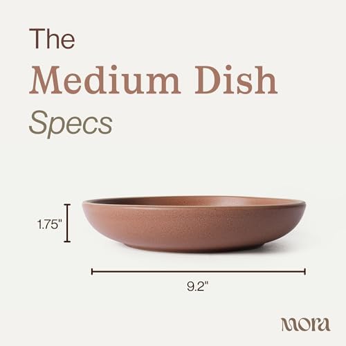 MORA Medium Dishes Set of 4, 30oz Ceramic Pottery Pasta Plate/Wide Bowls - Microwave, Oven and Dishwasher Safe - Harvest - Image 2