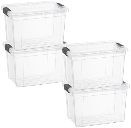 Superio 4.75 Quart Clear Plastic Storage Boxes with Lids, Stackable Organizer Containers, BPA-Free Storage Bins for Home, Office, School & Dorm, 4 Pack by Superio