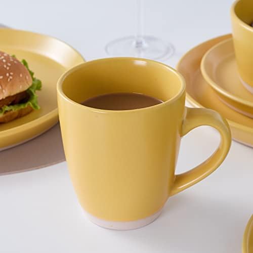 Stone Lain Jules Modern Stoneware 16-Piece Round Dinnerware Set, Plates and Bowls Sets, Dish Set for 4, Yellow - Image 7