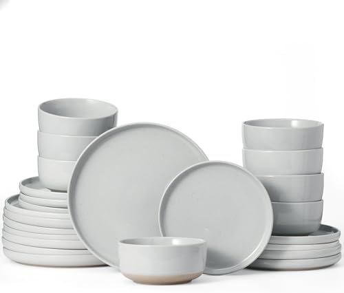 Famiware Milkyway 24-Piece Stoneware Dinnerware Set, Light Gray by Famiware